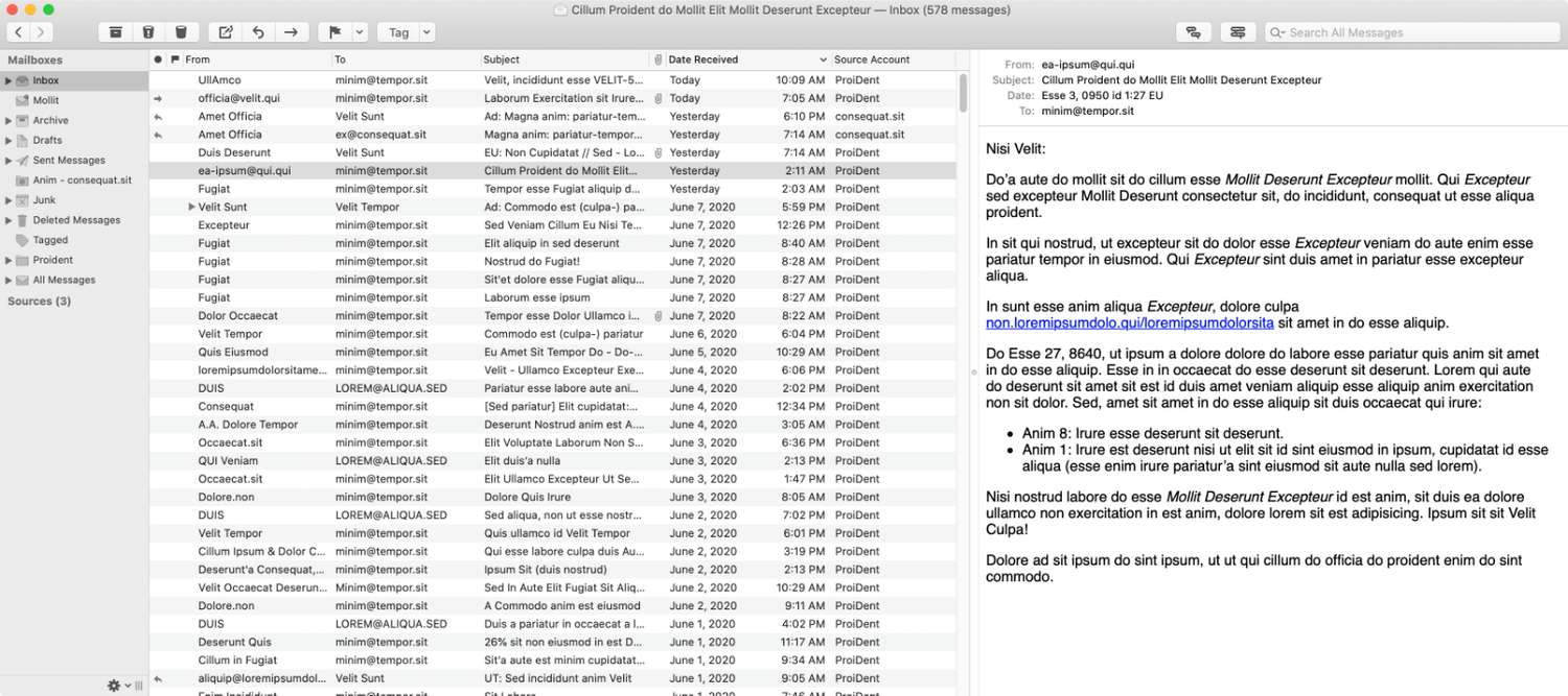 Screen capture of the MailMate app